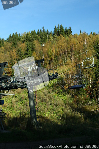 Image of Chair lift in autumn, Oslo, Tryvan Winter Park