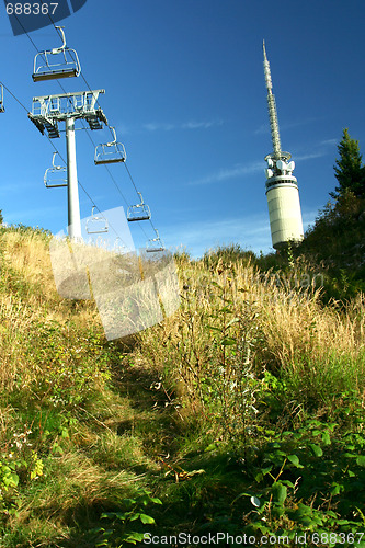 Image of Chair lift in autumn, Oslo, Tryvan Winter Park