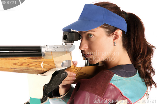 Image of woman aiming a pneumatic air rifle