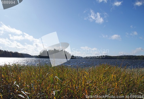 Image of Autumn Island With Blue Sky