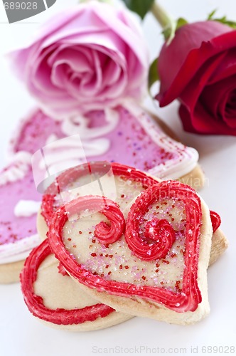 Image of Valentines cookies and roses