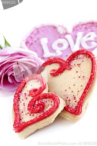 Image of Valentines cookies and rose