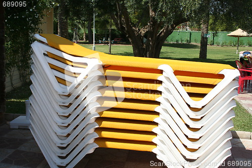 Image of Pile of sunbeds