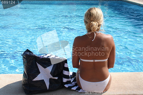 Image of Girl beside swimming pool