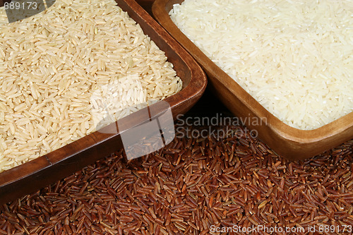 Image of Red, white and natural rice