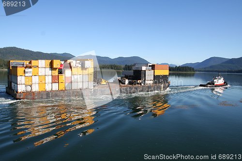 Image of Tug Boat with Barge