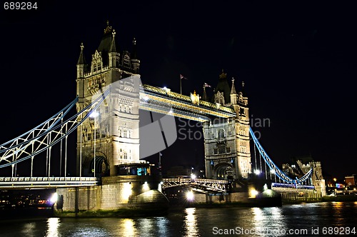 Image of Tower bridge in London at night