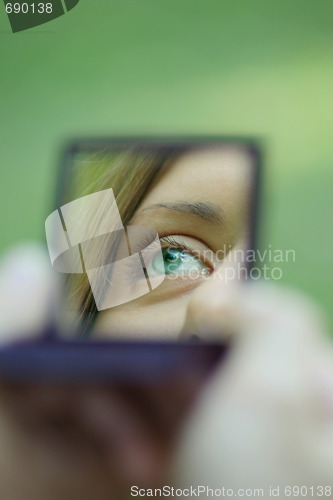 Image of Female eye in a mirror