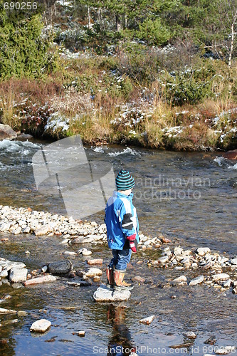 Image of Boy standing by the river