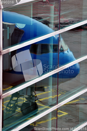 Image of Passenger airplane nose reflection