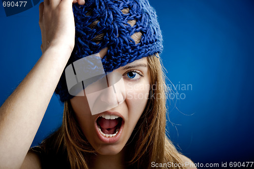 Image of Beautiful woman yelling