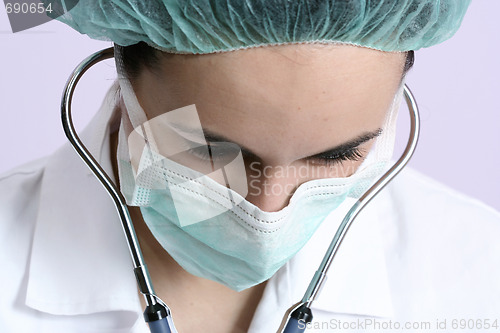 Image of Portrait of a young doctor with stethoscope.