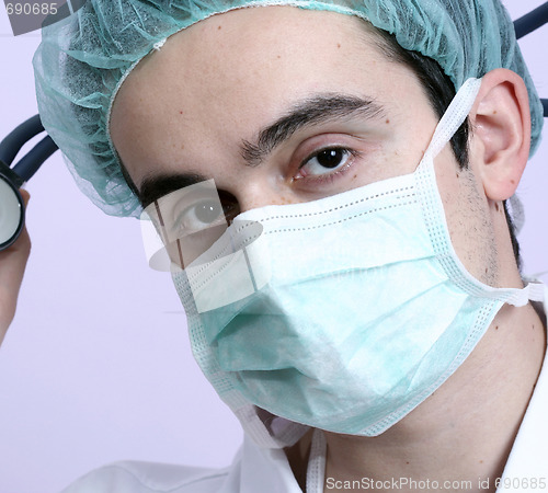 Image of Young doctor with stethoscope.