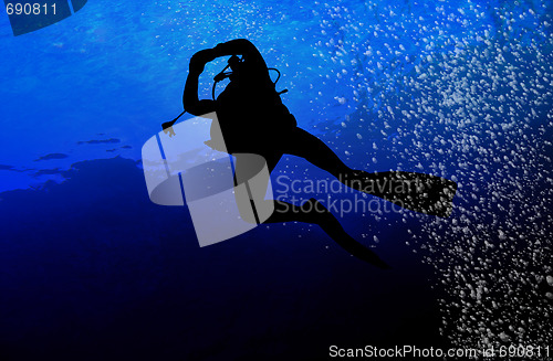 Image of Silhouette of a diver