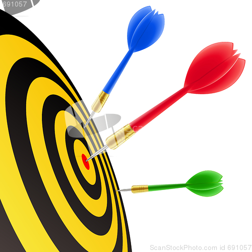 Image of Darts hitting the target 