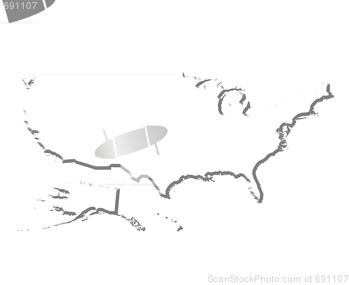Image of USA 3D White Map 