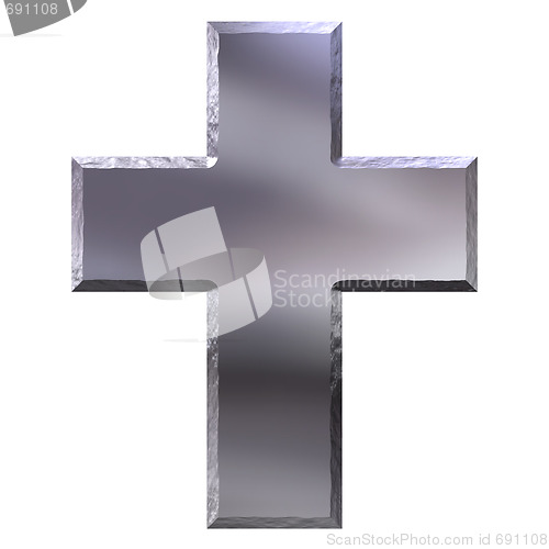 Image of 3d silver cross with carved edges