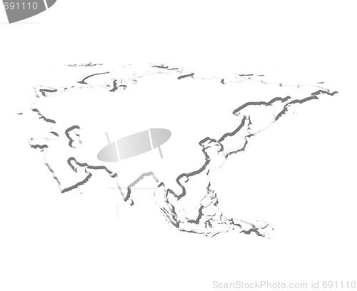 Image of Asia 3D White Map