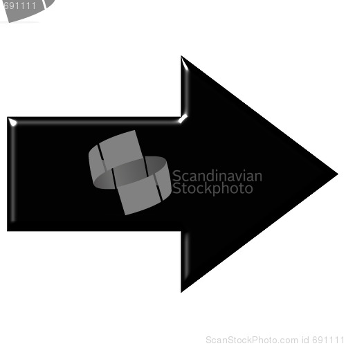 Image of 3d black arrow with reflection
