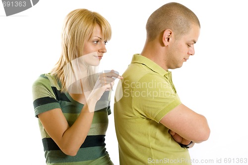 Image of young boy angry on his girlfriend