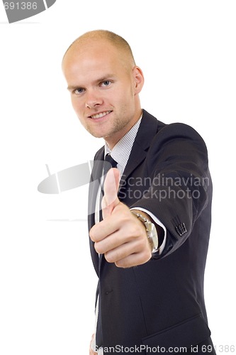 Image of Young Businessmen making his thumb up saying OK