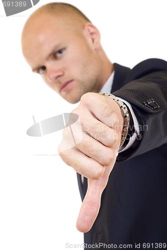 Image of young businessman thumb down