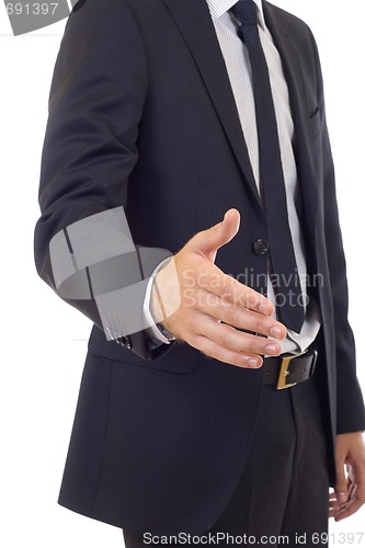 Image of man with an open hand ready to seal a deal