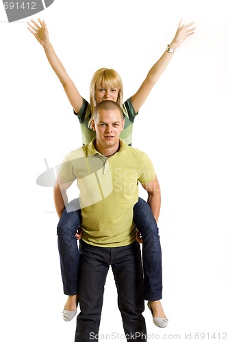 Image of happy young couple enjoying themselves