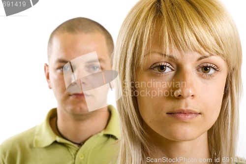 Image of woman in front of a man