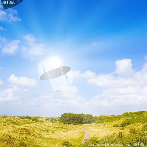 Image of Idyllic dunes with sunlight