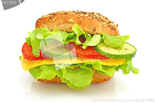 Image of Fresh sandwich with cheese and vegetables