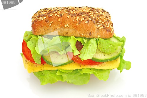 Image of Fresh sandwich with cheese and vegetables