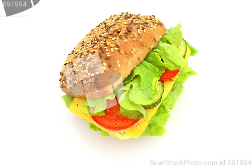 Image of Fresh sandwich with cheese and vegetables