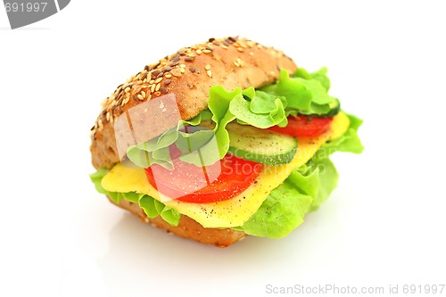 Image of Fresh sandwich with cheese and vegetables