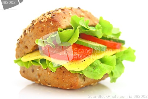 Image of Fresh sandwich with cheese and vegetables