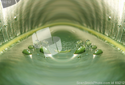 Image of Big drops & green leaf - abstract