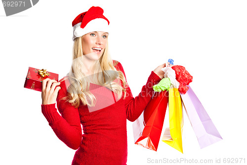 Image of Christmas shopping santa girl