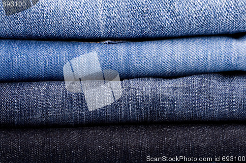 Image of stack of blue jeans