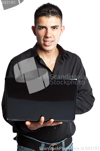 Image of Hispanic businessman with laptop