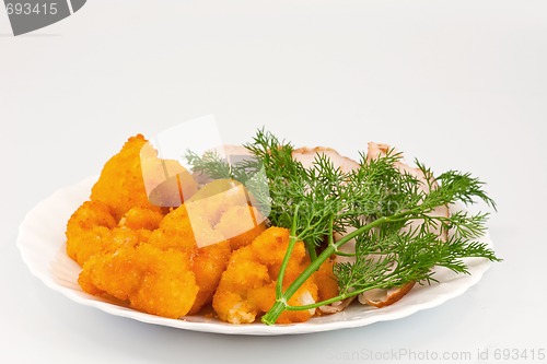 Image of Rosted cauliflower with chiken meat and dill