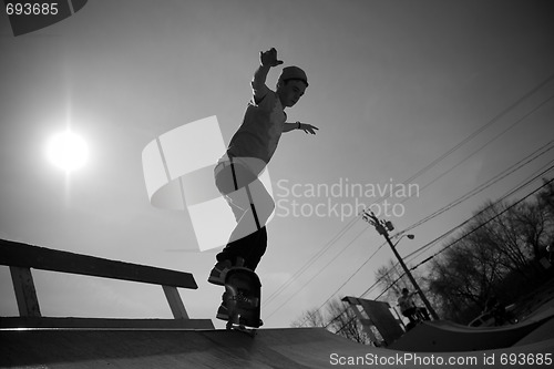 Image of Skateboarder On The Ramp