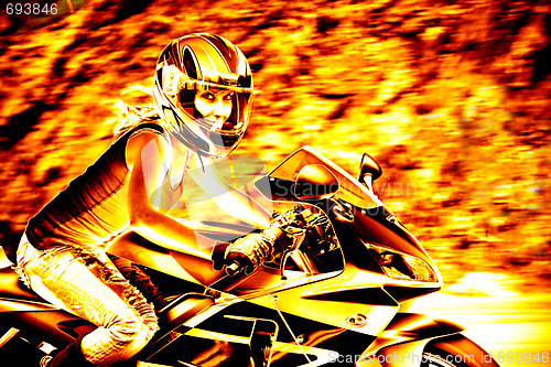 Image of Flaming Biker Girl