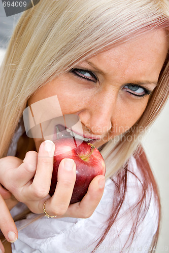 Image of Woman and Apple