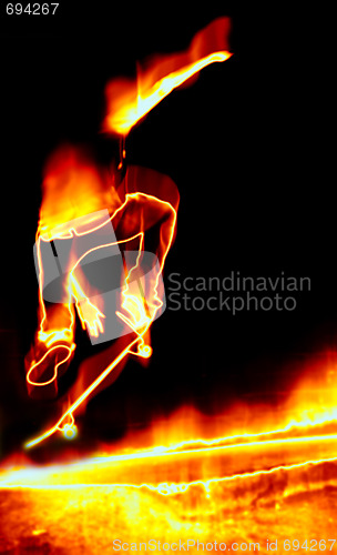 Image of Skateboarder On Fire