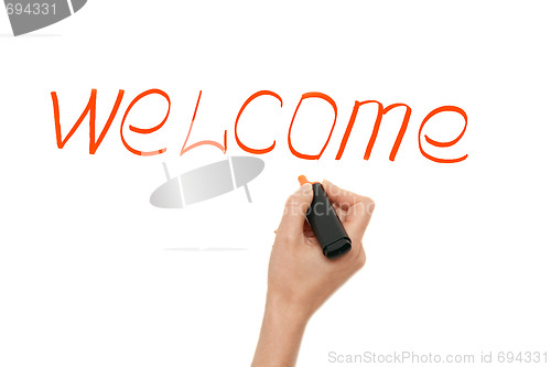 Image of Feminine hand Welcome