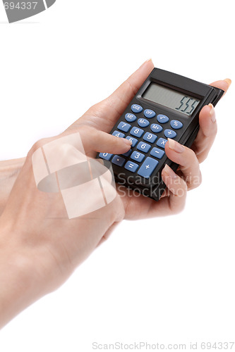 Image of Calculator in feminine hand