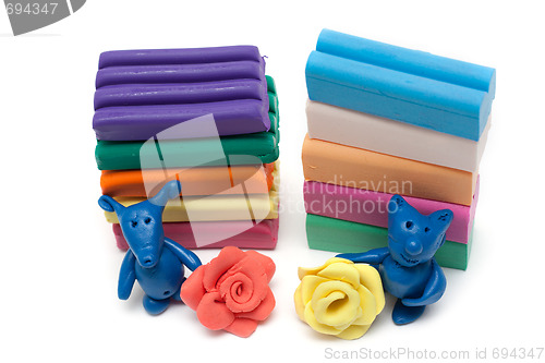 Image of Plasticine of the toy and plates