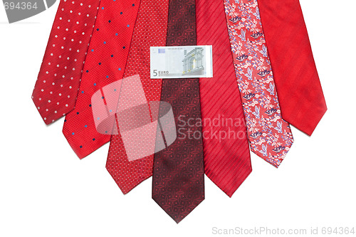 Image of Five euro on red tie