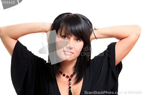 Image of Sexy brunette with black dress