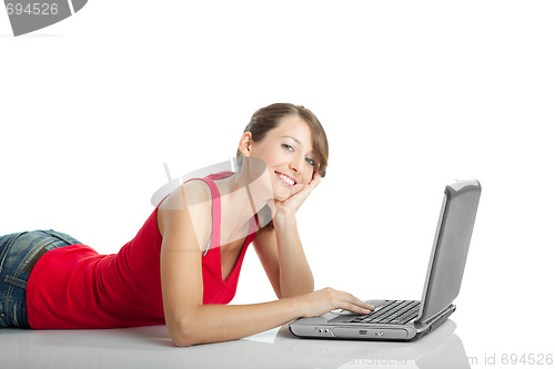 Image of Young woman using a laptop